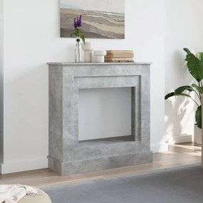 betonszürke szerelt fa kandallóburkolat 90 x 30 x 90 cm