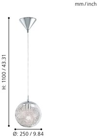 Eglo 93073 - LUBERIO csillár 1xE27/60W/230V, átmérő 25 cm