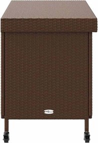 Barna Polyrattan Kerti Tárolóláda Kerekekkel 110X55X73 Cm