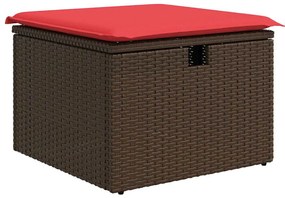 7 részes barna polyrattan akácfa kerti ülőgarnitúra párnával