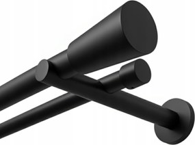 Dupla Fém Függönykarnis 25 19 mm Válogatás Fekete Kerekek Nélkül 200 cm