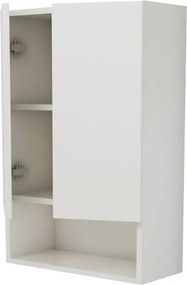 Zed 2 ajtós fali fürdőszobai szekrény, Fényes fehér / Fehér, MDF, 48 x 22 x 72 cm