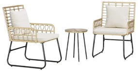 vidaXL Kert étkező szett 3 pcs Barna és Krém polirattan