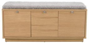 Szürke-natúr színű ülőkés cipőtartó tölgyfa dekorral Confetti – Rowico