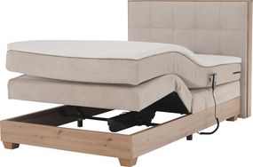 Elektromos állítható ágy, boxspring, bézs/artisan tölgy, 120x200, TIANA