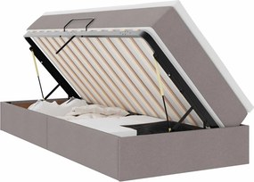 vidaXL Ágy tárolóval és matraccal Tópszínű 90 x 200 cm Poliészter