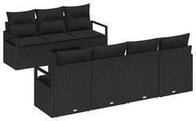 vidaXL Kanapé Szett 8 pcs Fekete polirattan