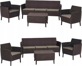 Kerti bútor szett műanyag Salemo barna 4 részes Abiko szett