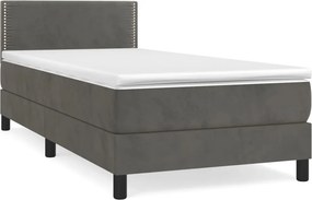 vidaXL sötétszürke bársony rugós ágy matraccal 100 x 200 cm