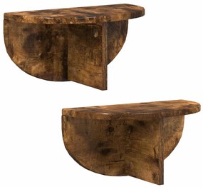 vidaXL Falpolc 2 pcs Füstölt tölgy 38 x 19 x 19 cm Faanyag