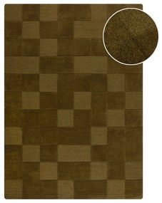 Khaki kézi szövésű gyapjú szőnyeg 160x230 cm Checkerboard – Flair Rugs