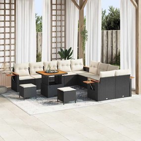 Kerti Kanapé Szett 13 pcs Fekete és krémszínű 80 x 80 x 71 cm