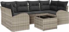 vidaXL Kerti Kanapé Szett Világosszürke 55 x 55 x 37 cm polirattan