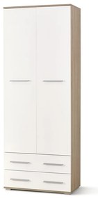 Lima III magas polcos szekrény, fehér / sonoma tölgy