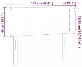 fekete szövet LED-es fejtámla 103 x 16 x 78/88 cm