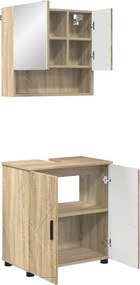 vidaXL Fürdőszoba bútor szett ajtóval 2 pcs Sonoma tölgy Faanyag & Fém