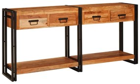 Konzolasztalok 2 pcs Barna 160 x 33 x 75 cm Tömör Akáciafa