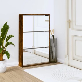 füstös tölgy 3 szintes cipőszekrény tükörrel 63 x 17 x 102,5 cm