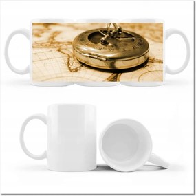 Iránytű mintás bögre a térképen