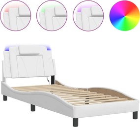 vidaXL fehér ágykeret Viana LED-ekkel matrac nélkül 90x190 cm
