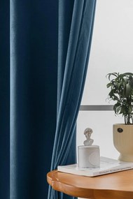 Petrolkék sötételő függöny VELVET 140x270 cm Felfüggesztés: Hullámos sínszalag