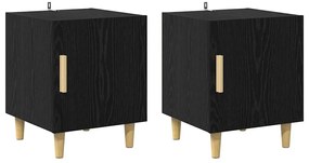 vidaXL Éjjeliszekrény 2 pcs Fekete tölgy 40 x 40 x 50 cm Faanyag