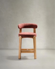 Terrakotta színű-világos natúr színű kőrisfa bárszék (ülésmagasság 65 cm) Granite – Kave Home