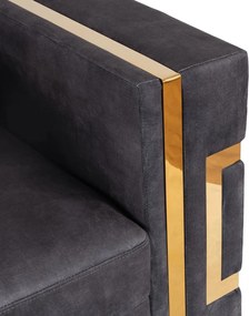 Háromszemélyes kanapé fekete/arany színben. PALLAZO 3S