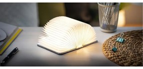 Szürke LED asztali lámpa textil búrával (magasság 2,5 cm) Booklight – Gingko