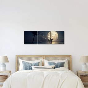 Kép - Strand teliholddal (órával) (90x30 cm)