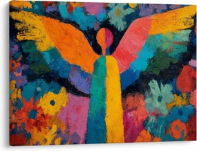 Kép - Absztrakt angyal virágokkal (70x50 cm)