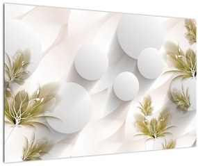 Kép - 3D körök virágokkal (90x60 cm)