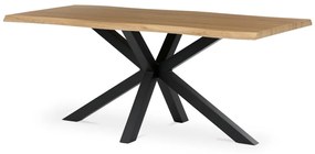 Étkezőasztal, 180x90x75 cm, MDF lap, vadtölgy dekor, csillag alakú fém láb