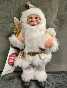 Mikulás karácsonyi figura ajándékokkal arany 33cm