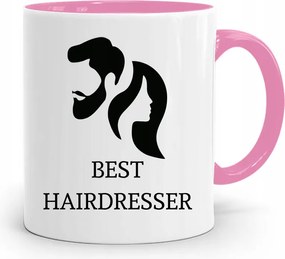 Rózsaszín Bögre Fodrásznak Best Hairdresser Ajándék fényképes nyomtatással