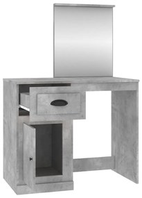 betonszürke szerelt fa fésülködő asztal tükörrel 90x50x132,5 cm