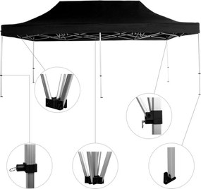 INSTENT PRO Kerti pavilon Fekete 3 x 6 m + 4 oldalfal