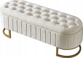 Lábtámasz 120 x 40 cm Ouff tárolóhely, bézs bársony