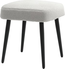 HOMCOM Puff Ülőke Négyzet Alakú Sminkpuff, Lábpihentető Cashmere Hatással, Acél Lábakkal, A Nappaliba, Hálószobába, Világosszürke, 42 x 42 x 47 cm | A