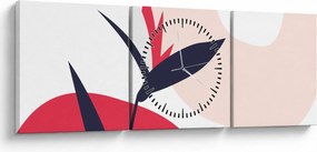 Kép - Rózsaszín virágos absztrakció N⁰1 (órával) (90x30 cm)