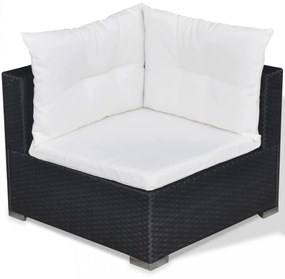 vidaXL 5 részes fekete polyrattan kerti ülőgarnitúra párnákkal