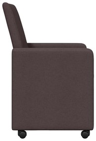 Étkező Székek kerékkel 2 pcs sötétbarna 57 x 66 x 94 cm szövet
