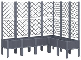 szürke PP rácsos kerti ültetőláda 160 x 120 x 142 cm