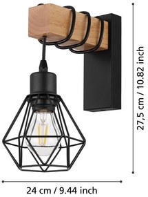 Fekete-natúr színű fali lámpa TOWNSHEND 5 – EGLO