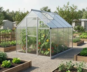 üvegház LANITPLAST SARANA 6x8 PC 4 mm ezüst színű LG4275