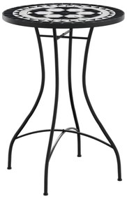 fekete és fehér kerámia mozaikmintás bisztróasztal Ø50 x 70 cm