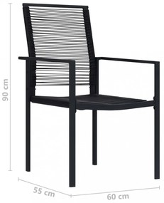 4 db fekete PVC rattan kerti szék