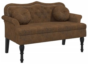 barna műbőr pad párnákkal 120,5 x 65 x 75 cm