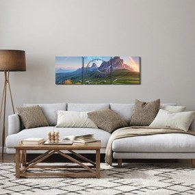 Szivárvány képe a sziklák felett (órával) (90x30 cm)