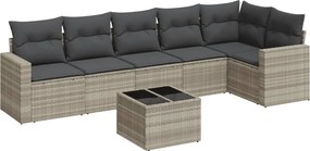 vidaXL 7 részes világosszürke polyrattan kerti ülőgarnitúra párnákkal